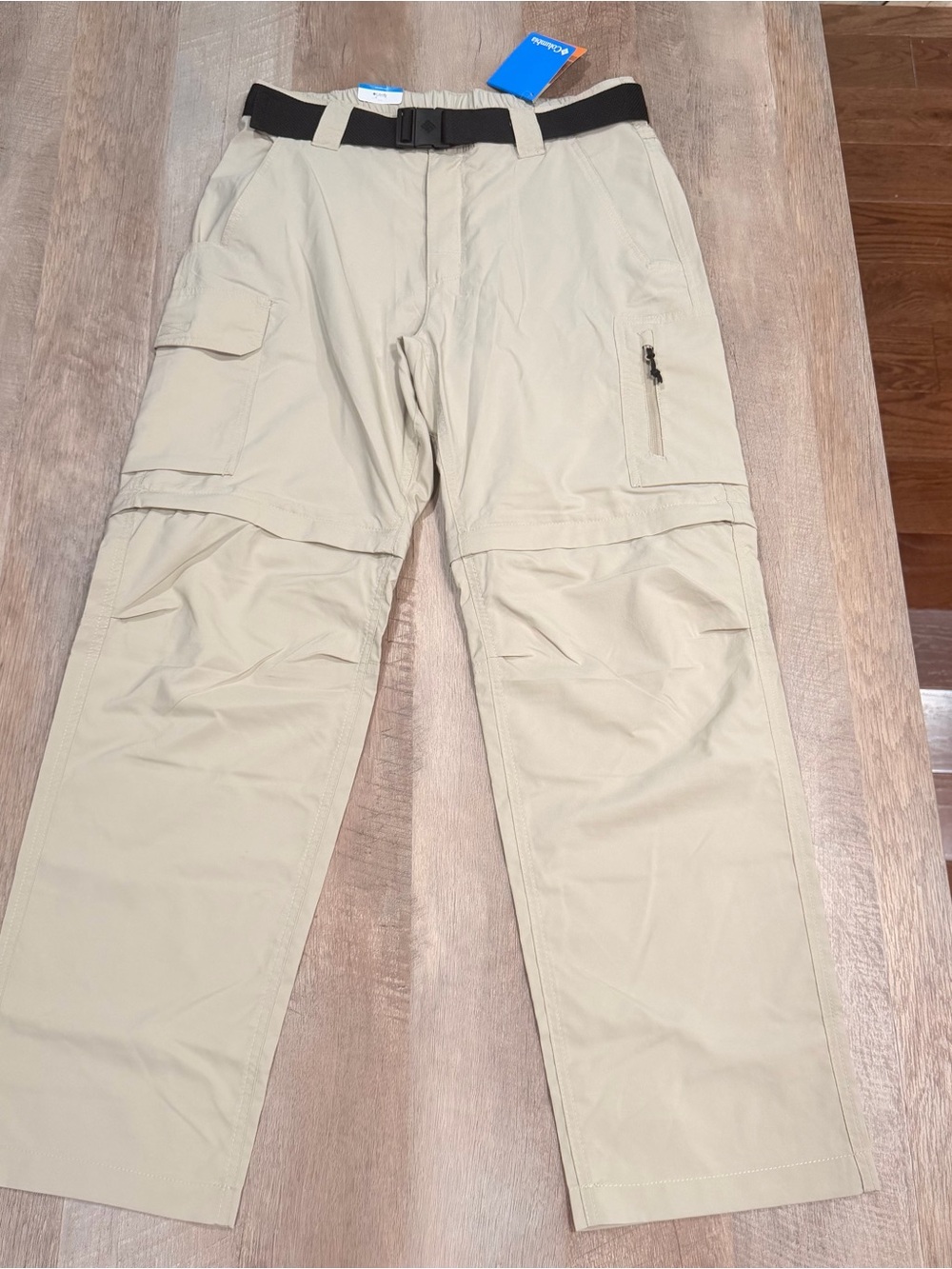 Columbia Men's Convertible Cargo Pants - Beige with Black Belt Size 32W 30L